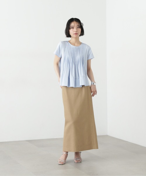 N.(N. Natural Beauty Basic)(エヌエヌナチュラルビューティーベーシック)の「タックフルブラウス(シャツ/ブラウス・レディース・オフホワイト/ブルー/ライトグリーン・MEDIUM)」の8枚目の写真