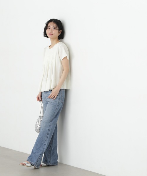 N.(N. Natural Beauty Basic)(エヌエヌナチュラルビューティーベーシック)の「タックフルブラウス(シャツ/ブラウス・レディース・オフホワイト/ブルー/ライトグリーン・MEDIUM)」の15枚目の写真