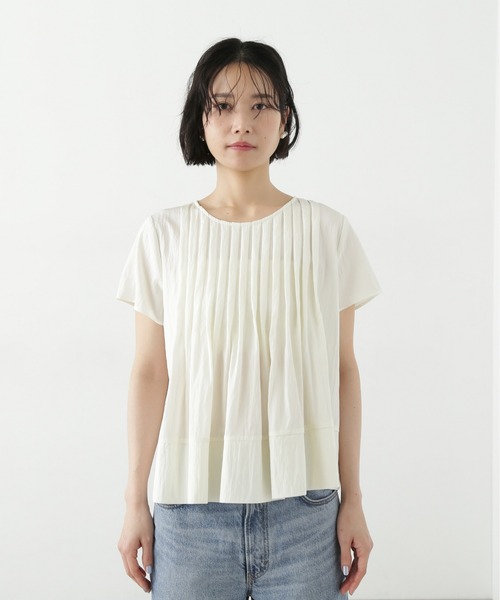 N.(N. Natural Beauty Basic)(エヌエヌナチュラルビューティーベーシック)の「タックフルブラウス(シャツ/ブラウス・レディース・オフホワイト/ブルー/ライトグリーン・MEDIUM)」の19枚目の写真