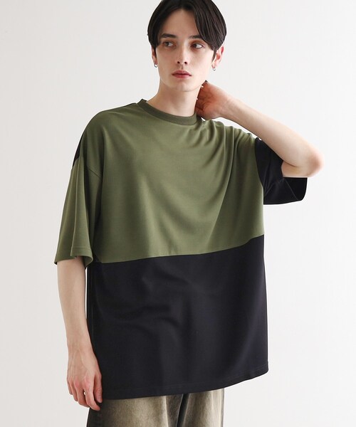 tk.TAKEO KIKUCHI（ティーケータケオキクチ）の「◆【UV／接触冷感】切替アソートTシャツ（Tシャツ/カットソー・メンズ・ホワイト/ブラック/ネイビー系4/オリーブ系3/ブラック系4・01/02/03/04）」の19枚目の写真