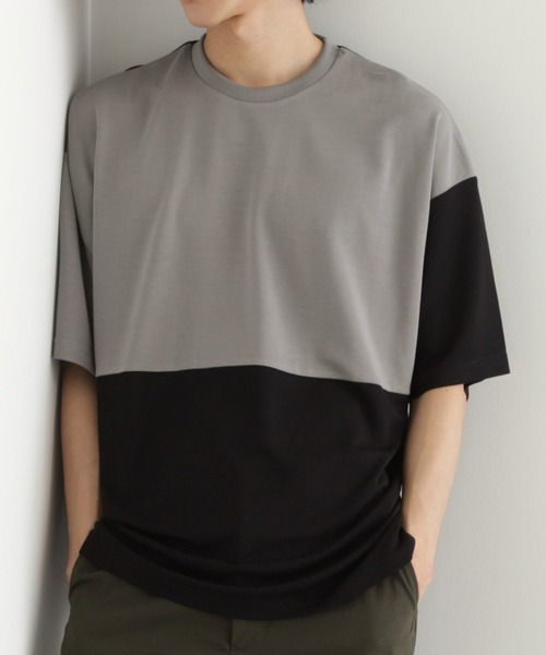 tk.TAKEO KIKUCHI（ティーケータケオキクチ）の「◆【UV／接触冷感】切替アソートTシャツ（Tシャツ/カットソー・メンズ・ホワイト/ブラック/ネイビー系4/オリーブ系3/ブラック系4・01/02/03/04）」の3枚目の写真