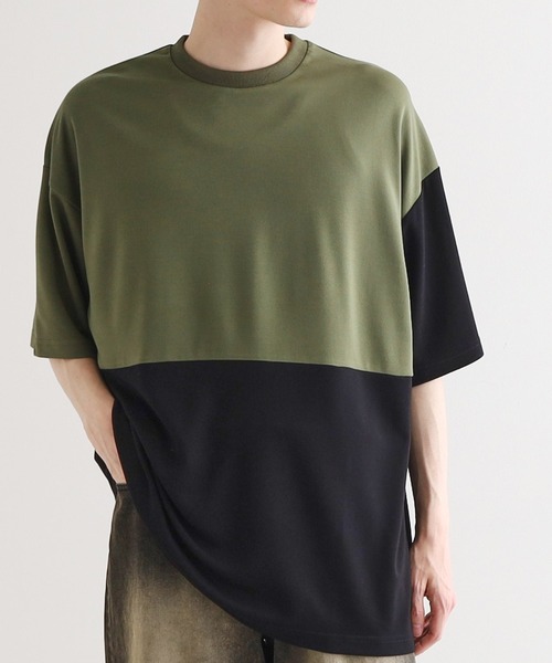 tk.TAKEO KIKUCHI（ティーケータケオキクチ）の「◆【UV／接触冷感】切替アソートTシャツ（Tシャツ/カットソー・メンズ・ホワイト/ブラック/ネイビー系4/オリーブ系3/ブラック系4・01/02/03/04）」の4枚目の写真