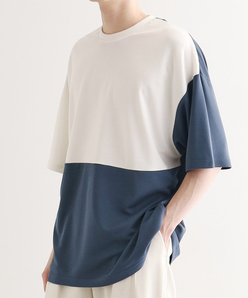 tk.TAKEO KIKUCHI（ティーケータケオキクチ）の「◆【UV／接触冷感】切替アソートTシャツ（Tシャツ/カットソー・メンズ・ホワイト/ブラック/ネイビー系4/オリーブ系3/ブラック系4・01/02/03/04）」の5枚目の写真