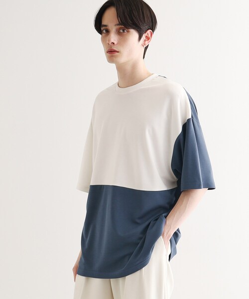 tk.TAKEO KIKUCHI（ティーケータケオキクチ）の「◆【UV／接触冷感】切替アソートTシャツ（Tシャツ/カットソー・メンズ・ホワイト/ブラック/ネイビー系4/オリーブ系3/ブラック系4・01/02/03/04）」の9枚目の写真