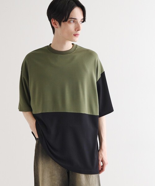 tk.TAKEO KIKUCHI（ティーケータケオキクチ）の「◆【UV／接触冷感】切替アソートTシャツ（Tシャツ/カットソー・メンズ・ホワイト/ブラック/ネイビー系4/オリーブ系3/ブラック系4・01/02/03/04）」の10枚目の写真