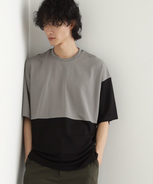 tk.TAKEO KIKUCHI（ティーケータケオキクチ）の「◆【UV／接触冷感】切替アソートTシャツ（Tシャツ/カットソー・メンズ・ホワイト/ブラック/ネイビー系4/オリーブ系3/ブラック系4・01/02/03/04）」の6枚目の写真