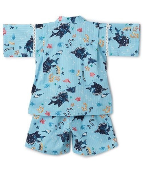 kladskap(クレードスコープ)の「オーシャン柄甚平(浴衣・キッズ・サックスブルー/オフホワイト・L(120-130cm)/M(100-110cm)/S(80-90cm))」の3枚目の写真