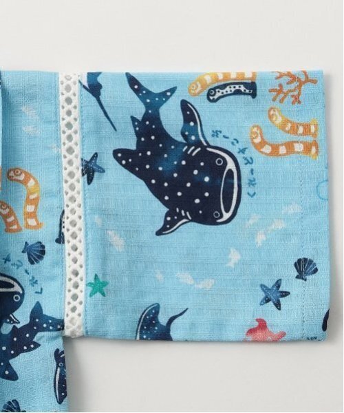 kladskap(クレードスコープ)の「オーシャン柄甚平(浴衣・キッズ・サックスブルー/オフホワイト・L(120-130cm)/M(100-110cm)/S(80-90cm))」の6枚目の写真