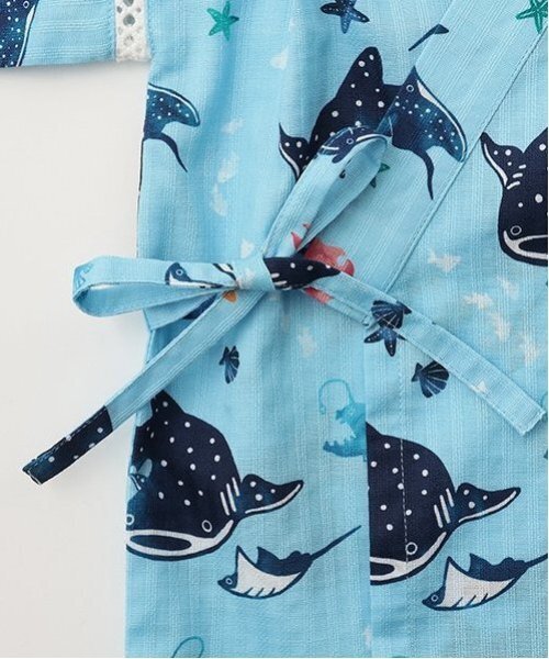 kladskap(クレードスコープ)の「オーシャン柄甚平(浴衣・キッズ・サックスブルー/オフホワイト・L(120-130cm)/M(100-110cm)/S(80-90cm))」の7枚目の写真