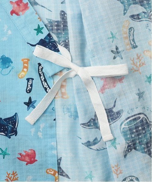 kladskap(クレードスコープ)の「オーシャン柄甚平(浴衣・キッズ・サックスブルー/オフホワイト・L(120-130cm)/M(100-110cm)/S(80-90cm))」の8枚目の写真