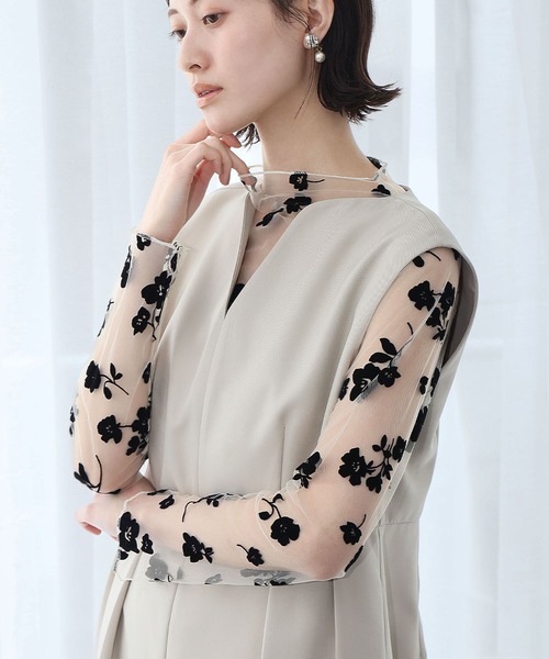 透け感花柄長袖トップス 楽天市場】1B27【送料無料】3カラー シースルーレース トップス 花柄