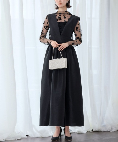 シースルートップス 長袖 ハイネック チュール メロウ メロー 花柄