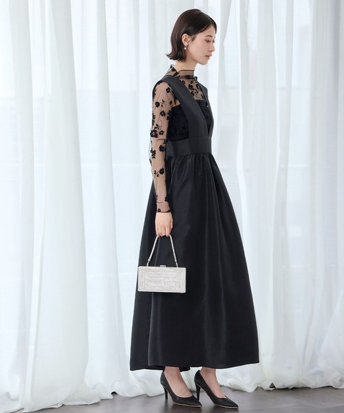 シースルートップス 長袖 ハイネック チュール メロウ メロー 花柄