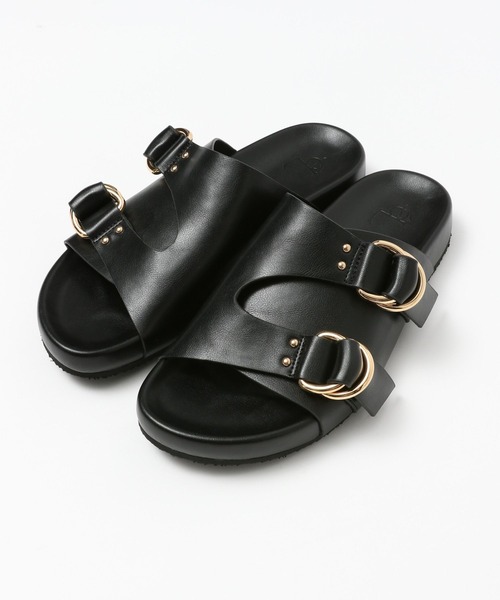 eL(エル)の「【eL】Belt Slide Sandal/324859(サンダル・レディース・オフホワイト/ブラック・MEDIUM/LARGE)」の6枚目の写真