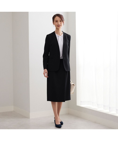 AOYAMA（アオヤマ）の「【着る日傘・接触冷感・吸汗速乾】自宅で洗える！ラップ風タイトスカート/ネイビー/無地｜通勤＆オフィス＆入卒＆セレモニー＆オケージョン｜ストレッチ・防シワ・セットアップ着用可・大きいサイズあり｜（スーツスカート・レディース・ネイビー・5号/7号/9号/11号/13号/17号）」の15枚目の写真