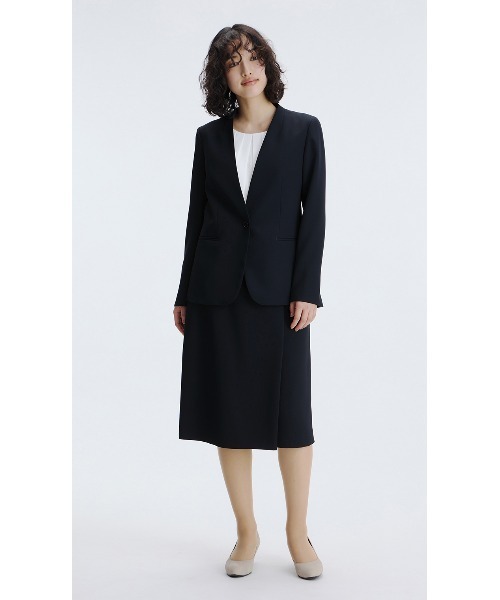 AOYAMA（アオヤマ）の「【着る日傘・接触冷感・吸汗速乾】自宅で洗える！ラップ風タイトスカート/ネイビー/無地｜通勤＆オフィス＆入卒＆セレモニー＆オケージョン｜ストレッチ・防シワ・セットアップ着用可・大きいサイズあり｜（スーツスカート・レディース・ネイビー・5号/7号/9号/11号/13号/17号）」の11枚目の写真