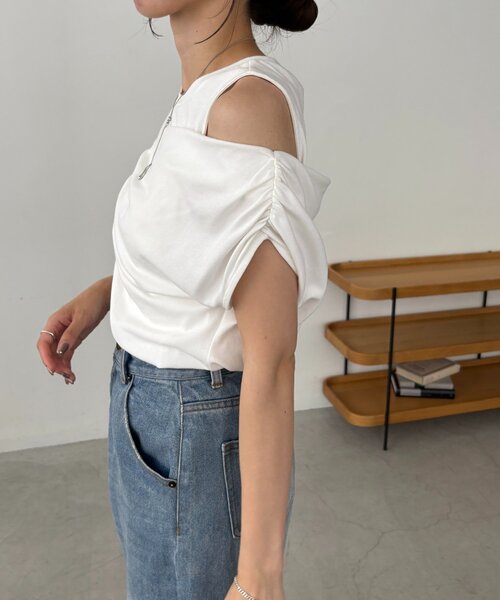 アシメギャザーTシャツ（Tシャツ/カットソー）｜CAPRICIEUX LE