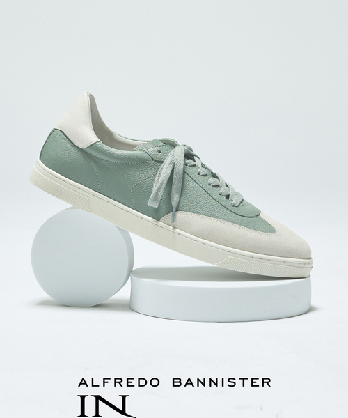 alfredoBANNISTER(アルフレッドバニスター)の「【WEB別注】トレーナータイプ レザースニーカー(スニーカー・メンズ・グレイッシュブルー/ベージュ/ホワイト・44/40/41/42/43/45/39)」の3枚目の写真
