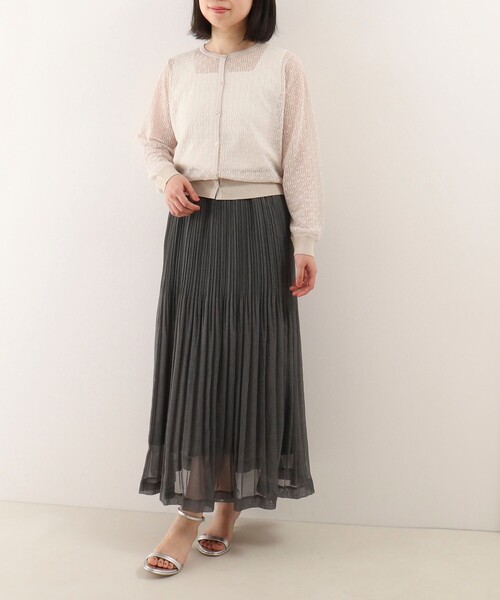 NOLLEY'S LIGHT（ノーリーズライト）の「レース柄配色ラメカーディガン（カーディガン/ボレロ・レディース・ネイビー/ベージュ/オフホワイト・38）」の4枚目の写真