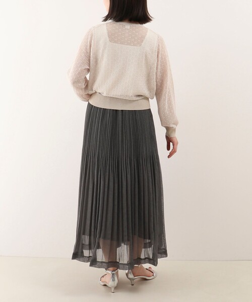 NOLLEY'S LIGHT（ノーリーズライト）の「レース柄配色ラメカーディガン（カーディガン/ボレロ・レディース・ネイビー/ベージュ/オフホワイト・38）」の6枚目の写真