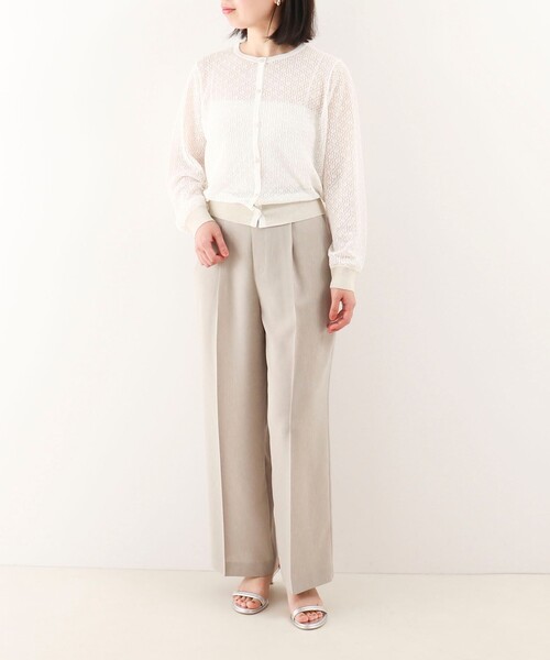 NOLLEY'S LIGHT（ノーリーズライト）の「レース柄配色ラメカーディガン（カーディガン/ボレロ・レディース・ネイビー/ベージュ/オフホワイト・38）」の7枚目の写真