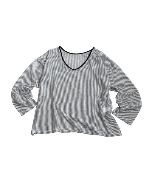 antiqua(アンティカ)の「ストライプシアートップス(Tシャツ/カットソー・レディース・ホワイト/ブラウン・ONESIZE)」の17枚目の写真