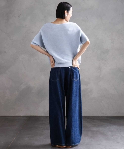 MICHEL KLEIN（ミッシェル・クラン）の「[新色追加]ホールガーメント(R)ドルマンスリーブニット(半袖）（ニット/セーター・レディース・ブラック/ホワイト/ブルー/ライラック/ライトベージュ/スカイブルー/サンドベージュ・38）」の15枚目の写真