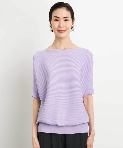 MICHEL KLEIN（ミッシェル・クラン）の「[新色追加]ホールガーメント(R)ドルマンスリーブニット(半袖）（ニット/セーター・レディース・ブラック/ホワイト/ブルー/ライラック/ライトベージュ/スカイブルー/サンドベージュ・38）」の18枚目の写真