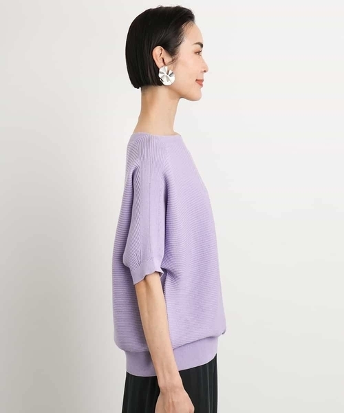 MICHEL KLEIN（ミッシェル・クラン）の「[新色追加]ホールガーメント(R)ドルマンスリーブニット(半袖）（ニット/セーター・レディース・ブラック/ホワイト/ブルー/ライラック/ライトベージュ/スカイブルー/サンドベージュ・38）」の19枚目の写真