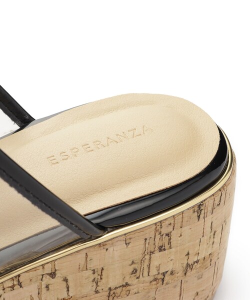 ESPERANZA(エスペランサ)の「グリッター×クリアベルト 厚底コルクサンダル(サンダル・レディース・シルバー/ゴールド/ピンク系/ブラック・LL/S/M/L)」の9枚目の写真
