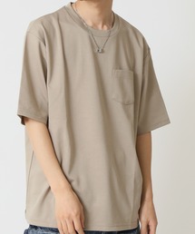 ポンチ裾スリット＆胸ポケ 速乾 半袖Tシャツ ボックスシルエット