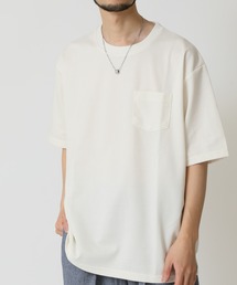 ポンチ裾スリット＆胸ポケ 速乾 半袖Tシャツ ボックスシルエット