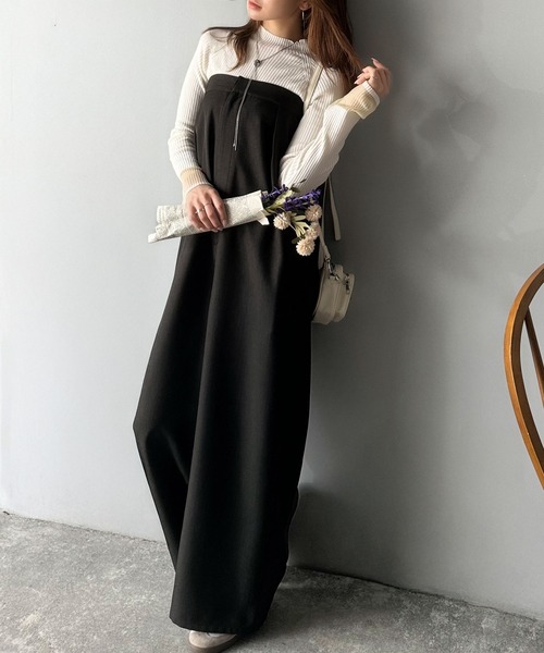 classicalelf（クラシカルエルフ）の「着こなし自由な2WAY仕様♪サス取り外しサロペット（セットアップ可）（サロペット/オーバーオール・レディース・グレイッシュベージュ/ブラック/チャコール・X-LARGE/SMALL/MEDIUM/LARGE）」の6枚目の写真