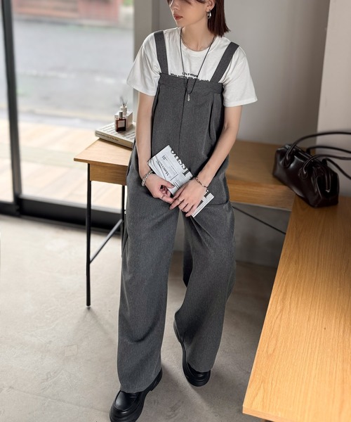 classicalelf（クラシカルエルフ）の「着こなし自由な2WAY仕様♪サス取り外しサロペット（セットアップ可）（サロペット/オーバーオール・レディース・グレイッシュベージュ/ブラック/チャコール・X-LARGE/SMALL/MEDIUM/LARGE）」の19枚目の写真