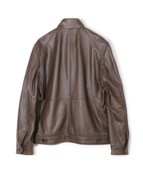 スタンドカラーシングルライダース ラムレザージャケット（ライダース