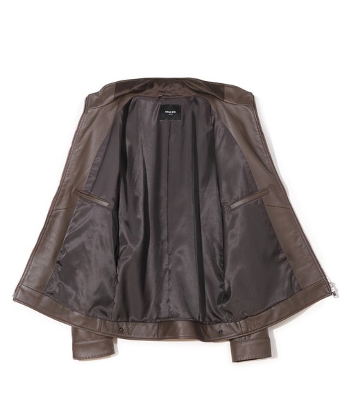 MEN'S BIGI(メンズビギ)の「スタンドカラーシングルライダース ラムレザージャケット(ライダースジャケット・メンズ・ブラウン/ネイビー/ブラック・01/02/03/04)」の10枚目の写真