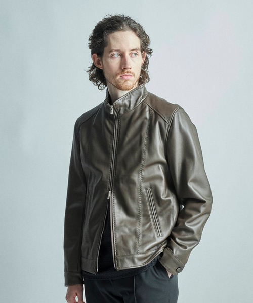 ディーゼル　ラムレザー　希少XL　スタンドカラー　シングルライダース　ブラック ラムレザースタンドカラーシングルライダース｜メンズファッション通販