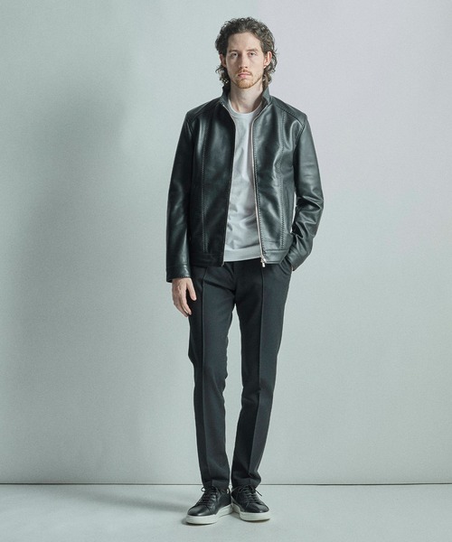 ディーゼル　ラムレザー　希少XL　スタンドカラー　シングルライダース　ブラック ラムレザースタンドカラーシングルライダース｜メンズファッション通販