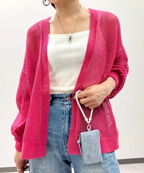 セール】半ホールガーメントメッシュカーデ（カーディガン