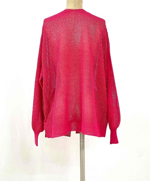 Q（キュー）の「半ホールガーメントメッシュカーデ（カーディガン/ボレロ・レディース・ブラック/アイボリー/ピンク・MEDIUM）」の9枚目の写真