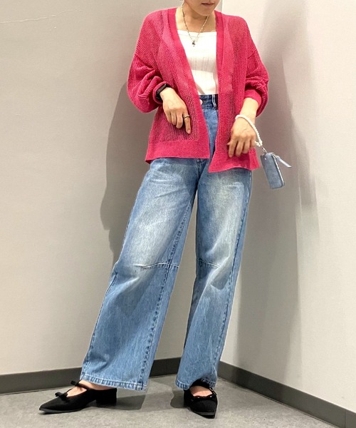 カーディガン 半ホールガーメントメッシュカーデ レディース セール】半ホールガーメントメッシュカーデ（カーディガン