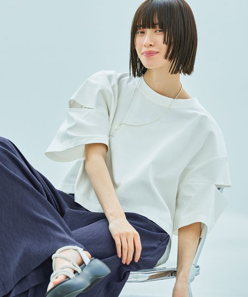 LAKOLE（ラコレ）の「【長さが選べる】カットアウトTEE / 490868（Tシャツ/カットソー・レディース・ブラック/ブラウン/オフホワイト/レッド・MEDIUM/LARGE）」の12枚目の写真