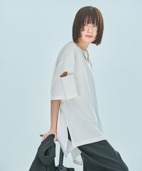 LAKOLE（ラコレ）の「【長さが選べる】カットアウトTEE / 490868（Tシャツ/カットソー・レディース・ブラック/ブラウン/オフホワイト/レッド・MEDIUM/LARGE）」の16枚目の写真