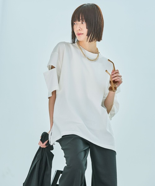 LAKOLE（ラコレ）の「【長さが選べる】カットアウトTEE / 490868（Tシャツ/カットソー・レディース・ブラック/ブラウン/オフホワイト/レッド・MEDIUM/LARGE）」の17枚目の写真