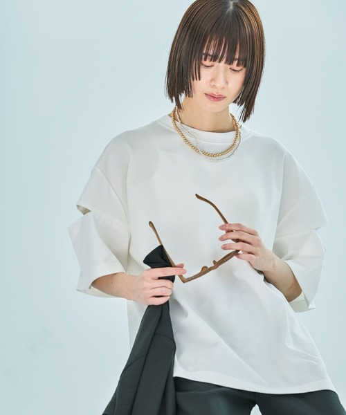 LAKOLE（ラコレ）の「【長さが選べる】カットアウトTEE / 490868（Tシャツ/カットソー・レディース・ブラック/ブラウン/オフホワイト/レッド・MEDIUM/LARGE）」の18枚目の写真