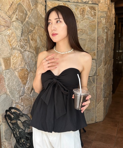 wears(ウェアーズ)の「パット入りバッグギャザーチューブトップ(チューブトップ・レディース・ブラック/アイボリー/ホワイト/ピンク・FREE)」の19枚目の写真
