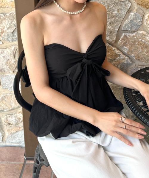 wears(ウェアーズ)の「パット入りバッグギャザーチューブトップ(チューブトップ・レディース・ブラック/アイボリー/ホワイト/ピンク・FREE)」の22枚目の写真