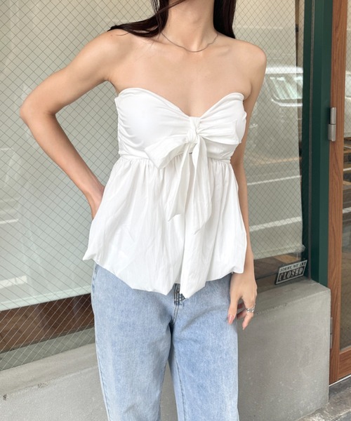 wears(ウェアーズ)の「パット入りバッグギャザーチューブトップ(チューブトップ・レディース・ブラック/アイボリー/ホワイト/ピンク・FREE)」の8枚目の写真