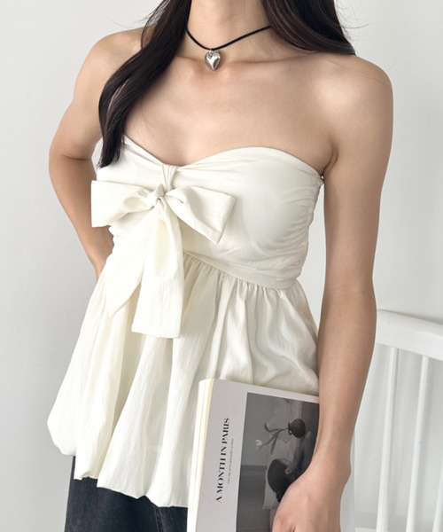 wears(ウェアーズ)の「パット入りバッグギャザーチューブトップ(チューブトップ・レディース・ブラック/アイボリー/ホワイト/ピンク・FREE)」の12枚目の写真