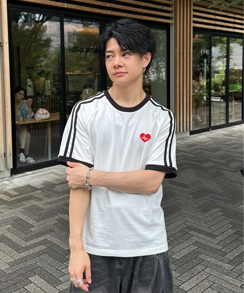 Ra:IN PATA バンドTシャツ ライン HIPANDA tシャツ ハイパンダ メンズ ラインストーン ロゴ T